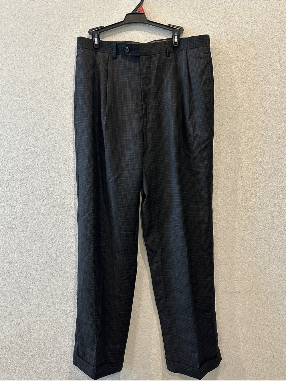Lauren Ralph Lauren Men's Dark Gray Plaid Dress Pants 34 x 32